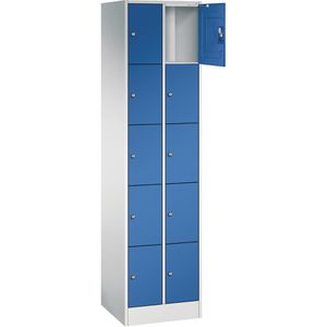 CP-Möbel Schließfachschrank Serie 8070, blau, 10 Fächer, Stahl, 46 x 195cm, mit Zylinderschloss