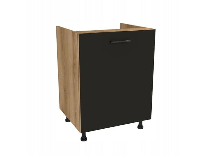 Laclar Unterschrank 48,5x60x82 fürs Spülbecken Capri Serie – Küchenschrank Eiche Evoke Schwarz Matt, Moderne Küchenmöbel mit Soft-Close-Scharniere, Spüle