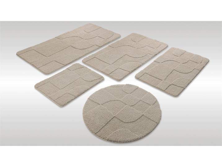 Badematte WECON HOME Davie , beige (seiden grau), H:25mm, Polyester, Badematten, Badematte, Badteppich, Hoch-Tief-Effekt, weich, rutschhemmend, waschbar, getuftet