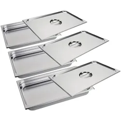 Gastronoble Gastro M Edelstahl Gastronorm-Behälter 1/1GN incl. Deckel - 65mm - 3 Behälter