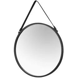Spiegel  Odolo , schwarz , Glas,Aluminium,Metall,Kunstleder Ø: 55