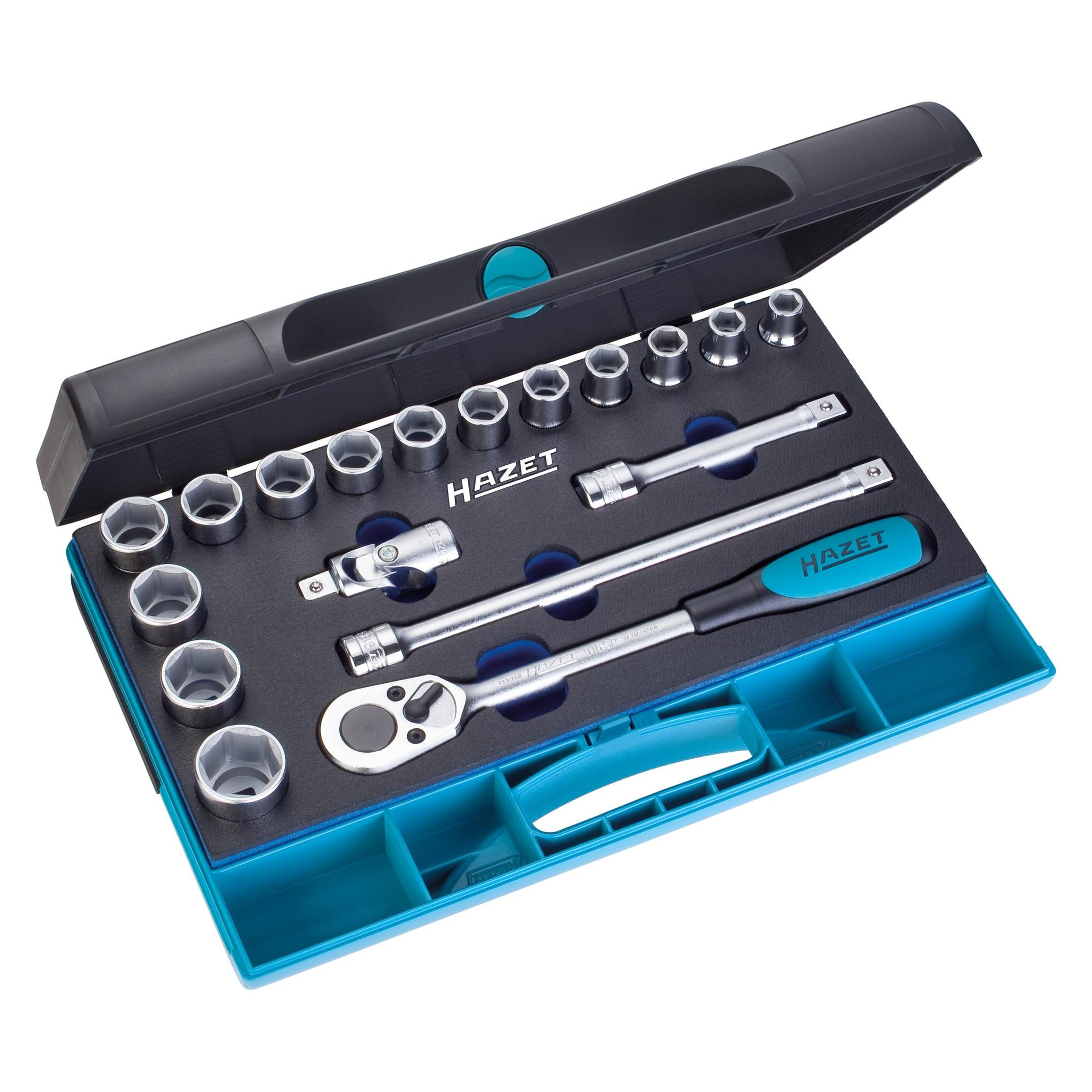 Hazet Steckschlüssel Satz 932/18 Vierkant12,5 mm (1/2 Zoll) Aussen Sechskant-Tractionsprofil 1... (932/18)