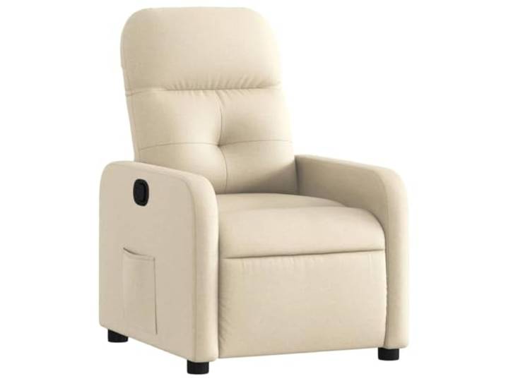 Fisinber Relaxsessel mit Liegefunktion, Polstersessel Stoff Creme Manuell verstellbare Rückenlehne bis 135 Grad für Wohnzimmer und Leseecke, mit Seitentasche für Fernbedienung und Buch.