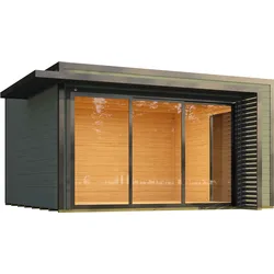 Weka Design Gartenhaus Pure Garden Amberley Inkl. Glasschiebetür 3-flüglig & Glasschiebetür 2-flüglig, 400 x 400 cm