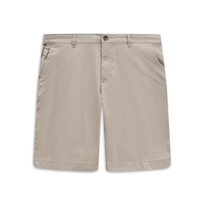 Chinoshorts BUGATTI "Feines Allover-Muster", Herren, Gr. 52, Normalgrößen, beige (20, sanftes weiß), 98% Baumwolle, 2% Elasthan, Minimalmuster, normal, Hosen Chinoshorts, mit hoher Flexibilität