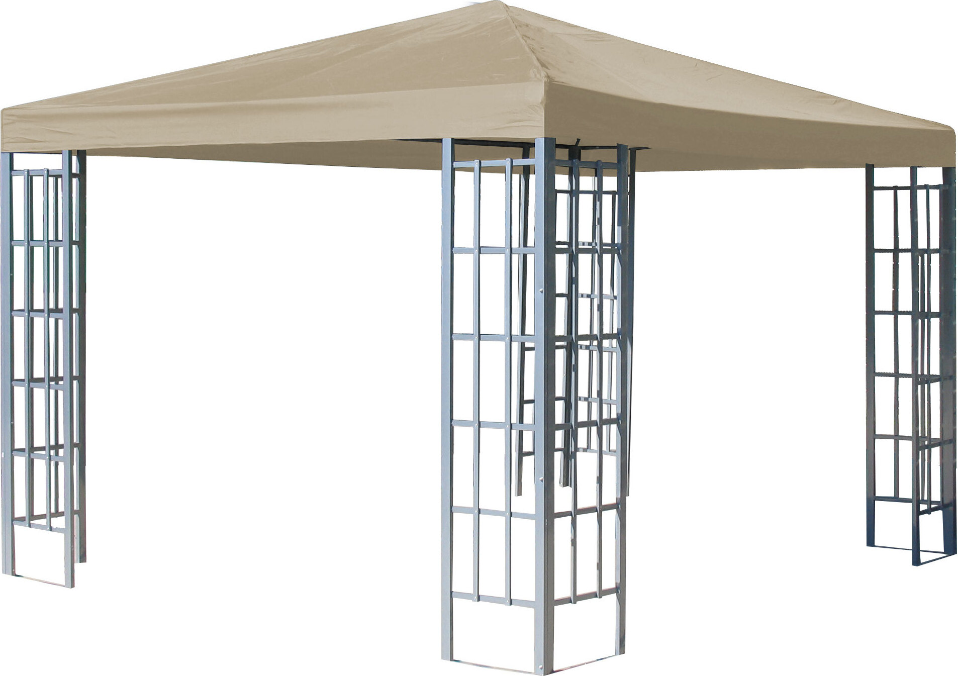 Rank Pavillon 3x3m Beige Metallpavillon Polyester PVC beschichtet
