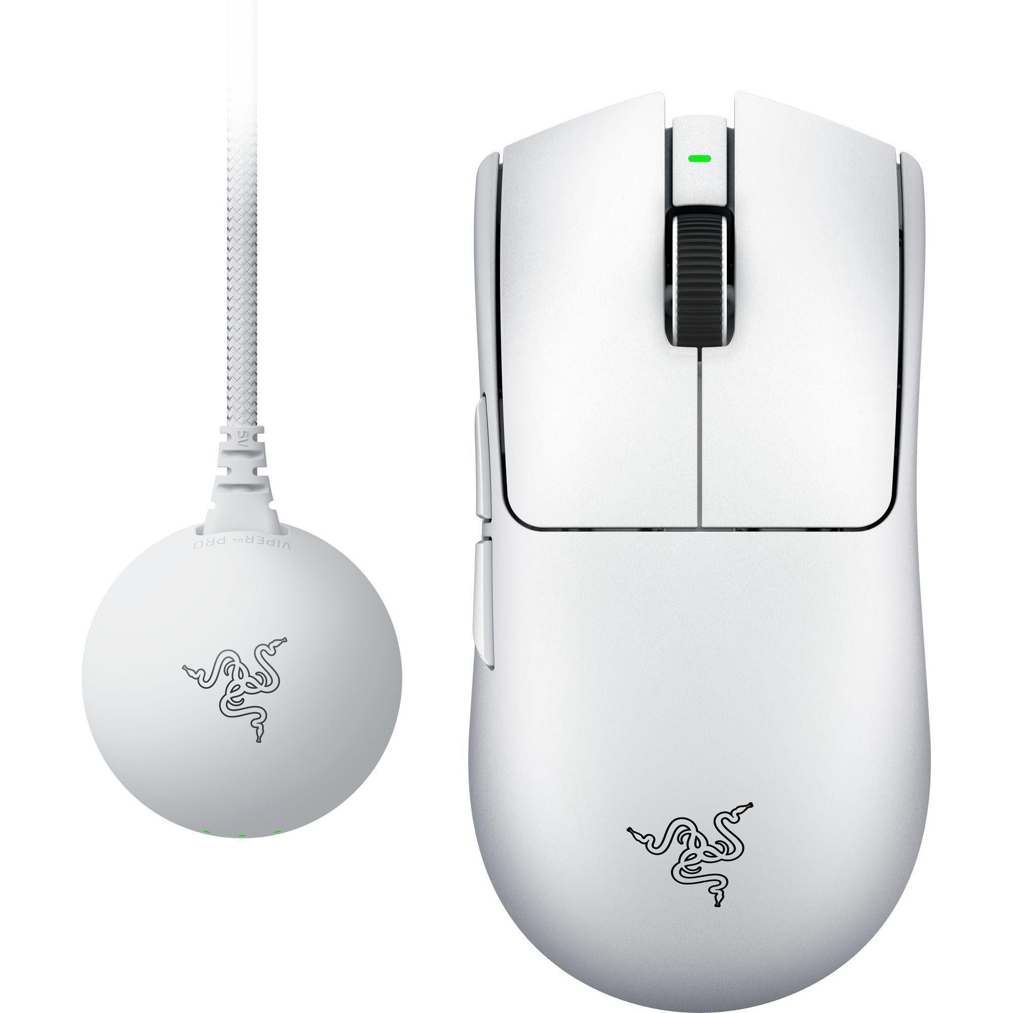 RAZER Viper V4 Pro Weiß Gaming-Maus, kabellos, symmetrisch, Bluetooth, 2.4Ghz Empfänger, 50.000 DPI, 8000 Hz Abtastrate RZ01-05630200-R3G1