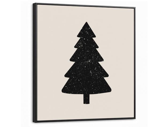 MuchoWow Leinwand Bilder mit Rahmen - Weihnachtsbaum - Schwarz - Urlaub - Beige - 90x90, Quadratisch, 90x90 cm, gerahmt, Bilder & Rahmen, Bilder, Leinwandbilder