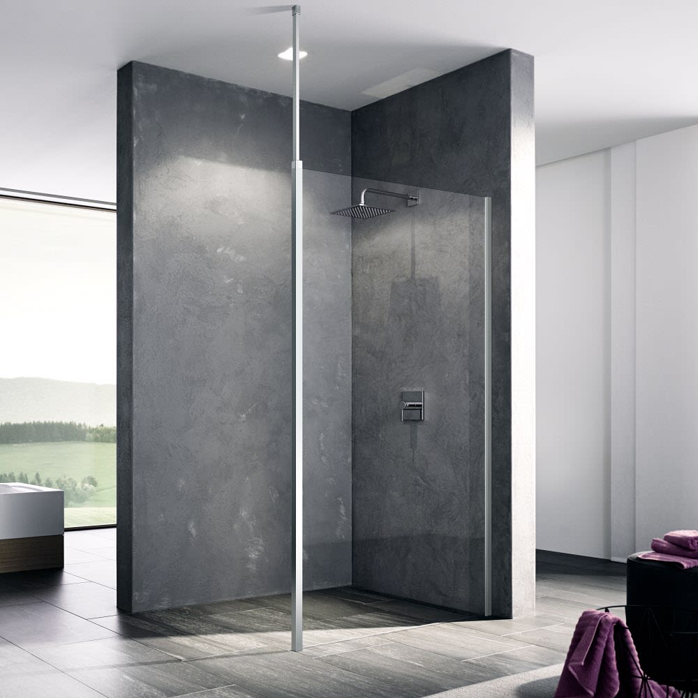 Kermi Walk-In XB Wall mit variabler Stabilisierung 120 cm, Wandprofil rechts