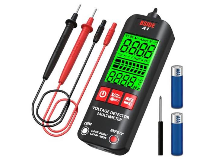 BSIDE Digitale multimeter meter 3-resultaatweergave autorange contactloze spanningsdetector doorgangstester Ohm Volt Livewire met etui en zaklamp