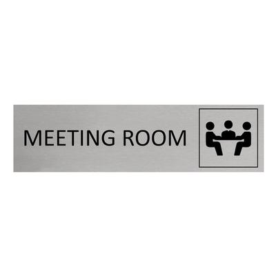 CombiCraft Aluminium Türschild Meeting Room 165x45mm mit 3M-Tape zur Befestigung, einfache Kennzeichnung von Räumen und Bereichen