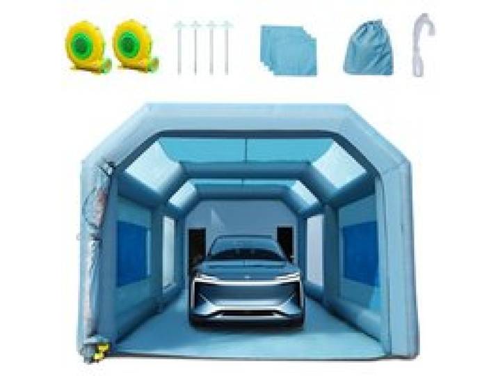 VEVOR Cabine de Peinture Gonflable 8x4,5x3,3 m Tente Peinture Gonflable Automobile en Tissu Oxford 210D avec Système de Filtration 2 Souffleurs Station de Travail pour Pose de Peinture Atelier Garage