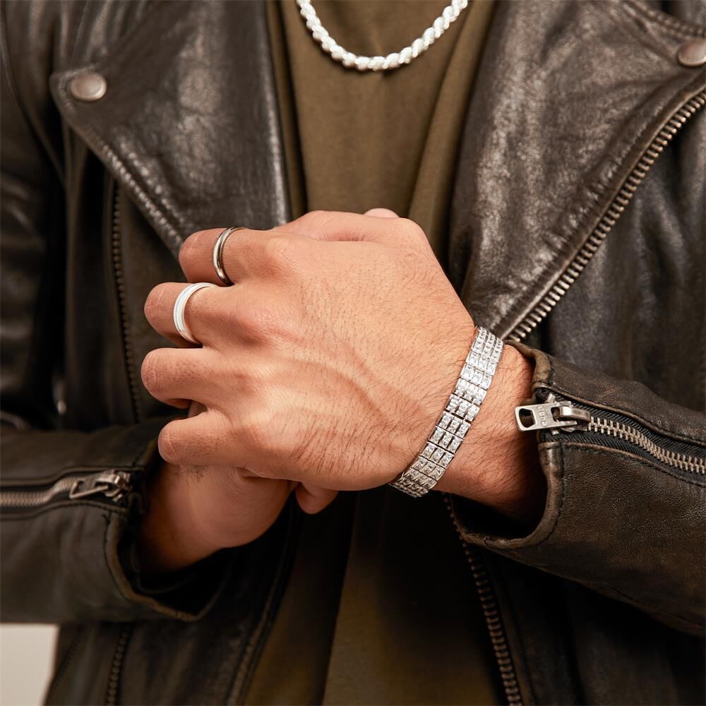 Unique Exklusives Armband Silber Zirkonia Steine silber