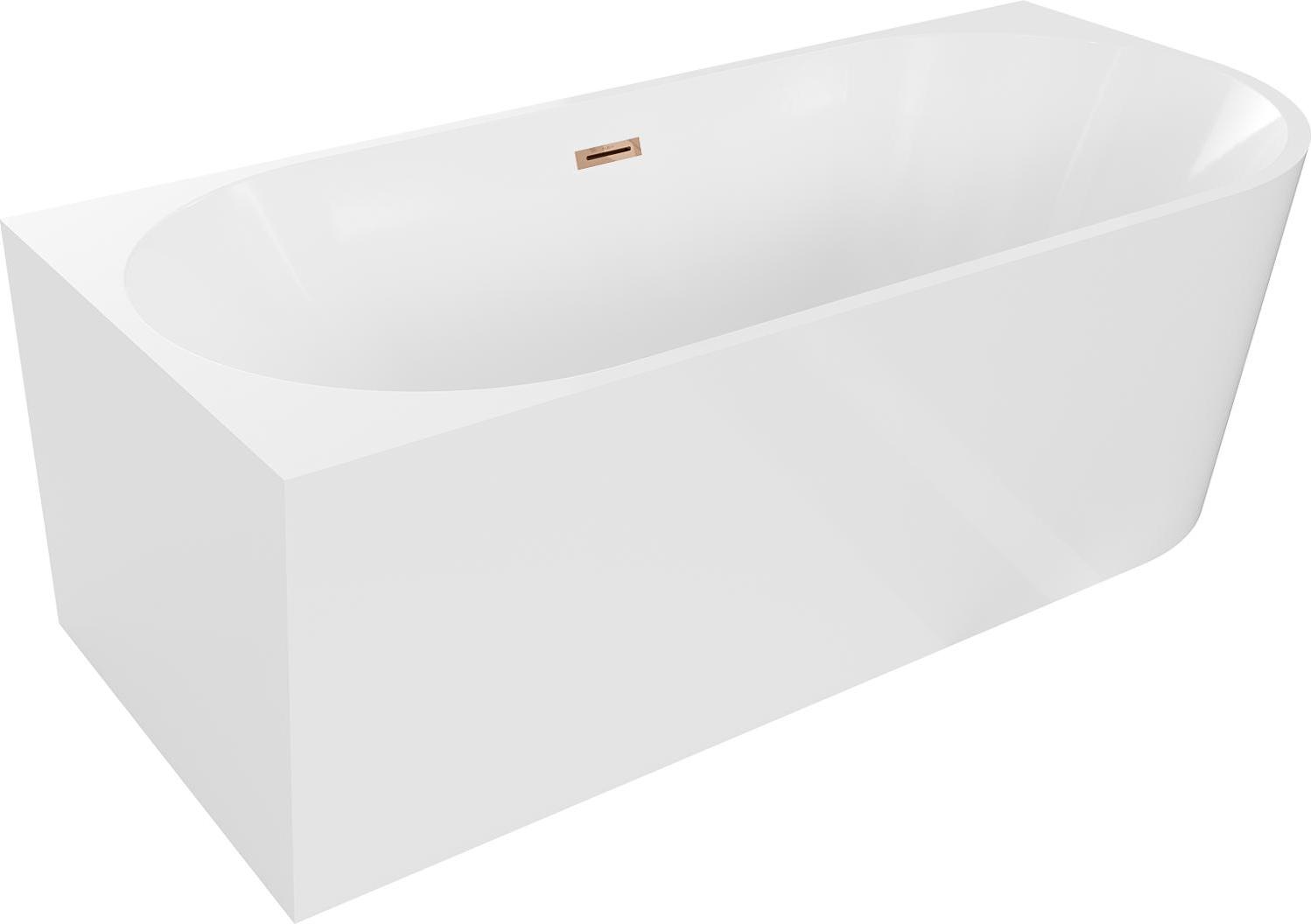 Mexen Mia freistehende Eckbadewanne links 170 x 80 cm, weiß, Abfluss roségold - 52691708000L-60