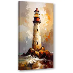 LEINWANDBILD Leuchtturm Imitation Farbe 50x100cm