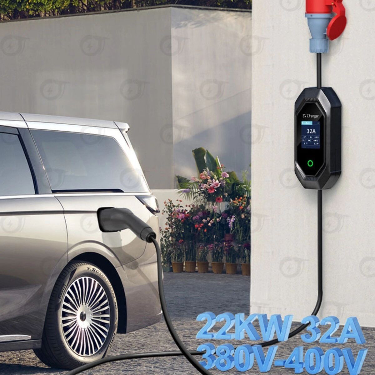 INF Chargeur EV portable Type 2 UE 32A 22kW triphasé - Cuivre+PPU+ABS, IP65