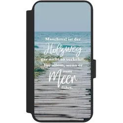 Nivocase Klapphülle für Samsung Galaxy S23 Handyhülle aus Kunst Leder NIVOflip schwarz Statement Strand (Samsung Galaxy S23), Smartphone Hülle, Schwarz
