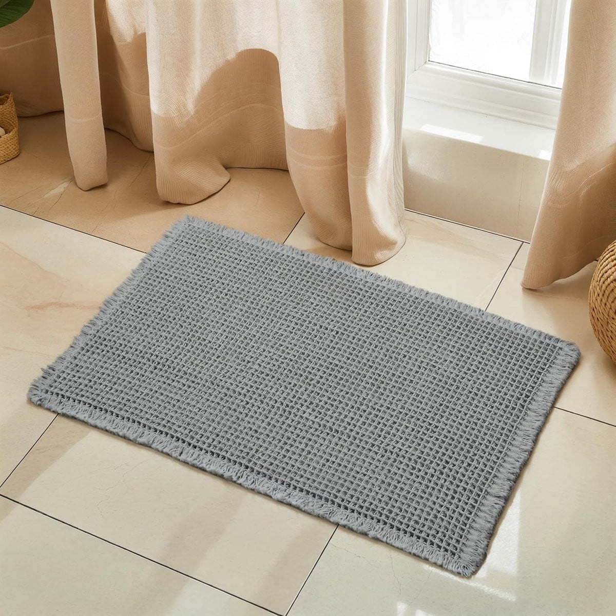 Grijs Badmat Wafel - Extra Absorberend en Zacht Badkamertapijt - 40 x 61 cm