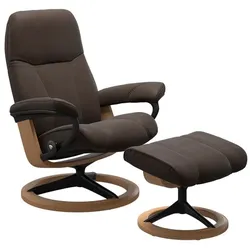 Stressless Sessel mit Hocker Consul Signature Leder Braun Batick Brown S (Small)