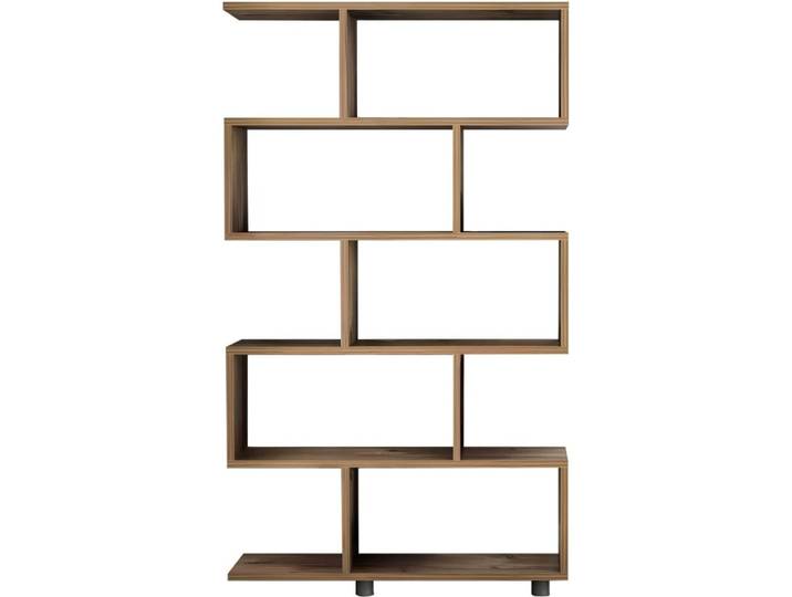 Bibliothèque déstructurée 5 niches effet bois 90 cm