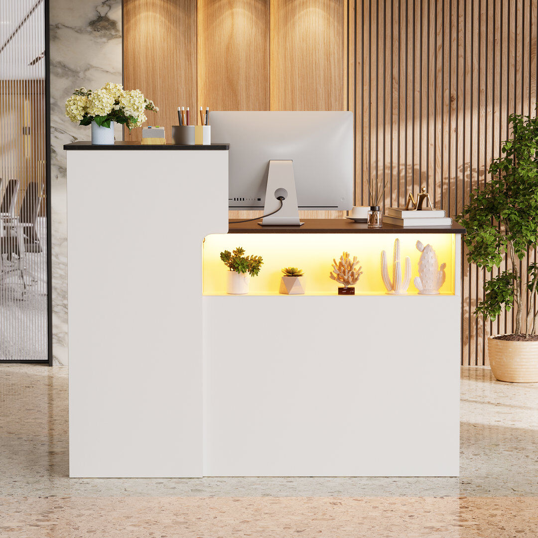Brayden Studio Rectangle Synthetic Laminate Reception Desk