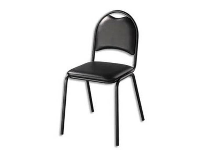 Chaise de collectivité Elite noire en vinyle piètement an acier époxy noir. Empilable