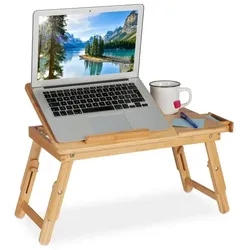Relaxdays Klappbarer Laptoptisch aus Bambus Hellbraun