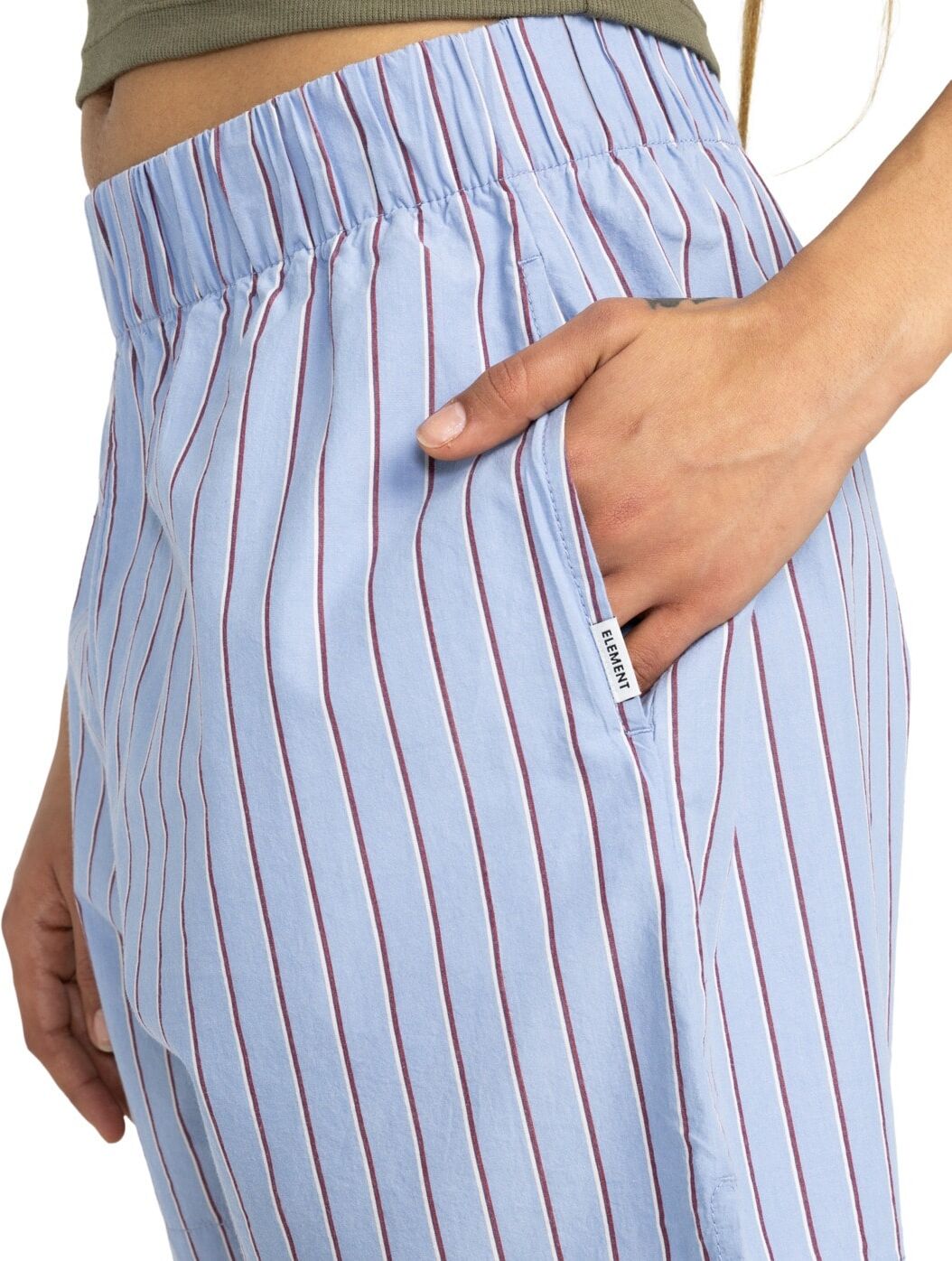 Shorts ELEMENT "Chillin 13.4", Damen, Gr. XS, Normalgrößen, blau (stripe blau, pomegranate), Obermaterial: 100% Baumwolle., Hosen Shorts