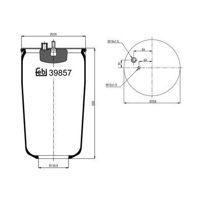 FEBI BILSTEIN Federbalg, Luftfederung Hinterachse rechts 39857 für MAN
