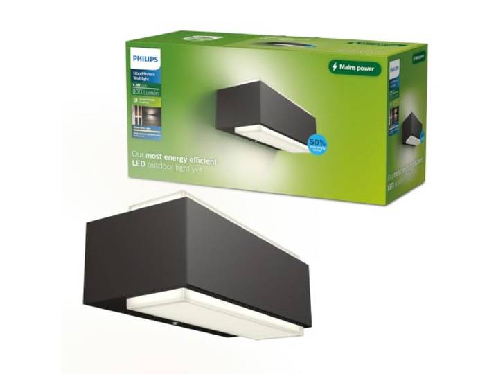 Philips Outdoor Ultra-Efficient Stratosphere Wandleuchte up/down 3,8W, 2700K warmweißes Licht, IP44 wetterfest, anthrazit