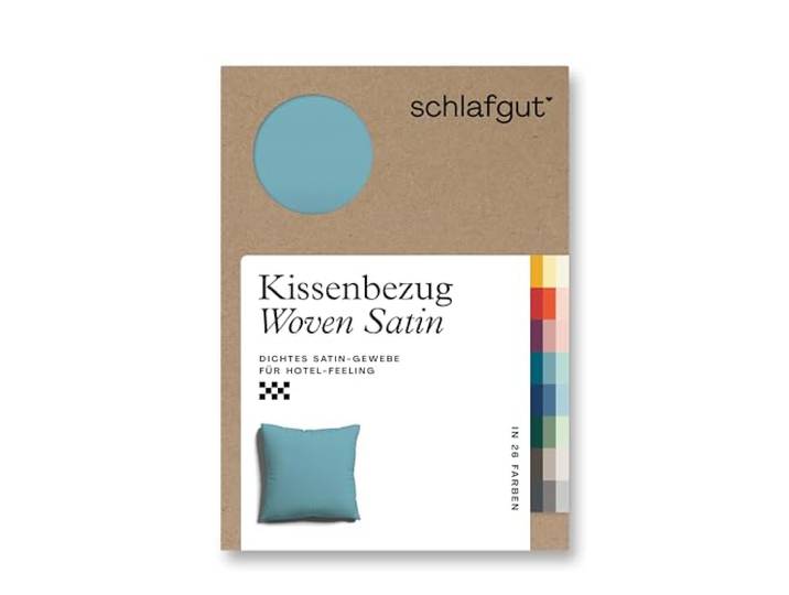 schlafgut Woven Satin Kissenbezug 40x40cm Petrol Mid, Hotelqualität seidig