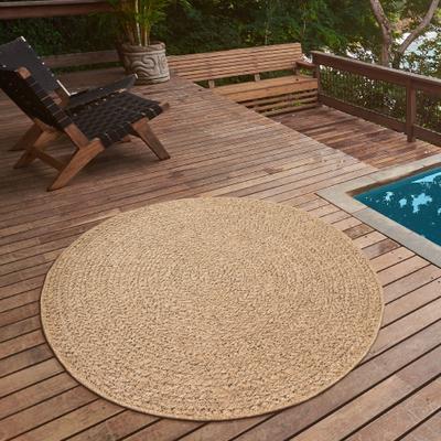 Teppich THE CARPET "Kansas", beige (natur), H:10mm Ø:80cm, Polypropylen, Teppiche, Teppich, moderner robuster In und Outdoor Teppich Jute Look