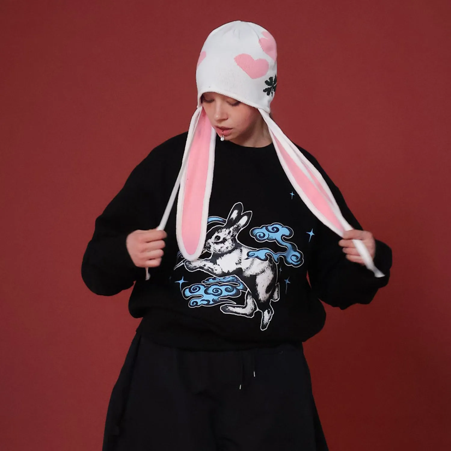 BS RABBIT SMOKING RABBIT CREWNECK BLACK XL