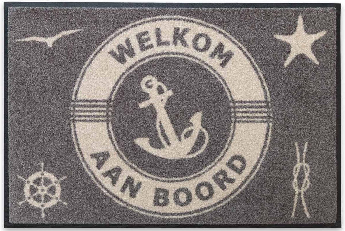 LogoMatz Deurmat Welkom aan boord - Cool Grey - 50 x 75 cm - Wasbaar