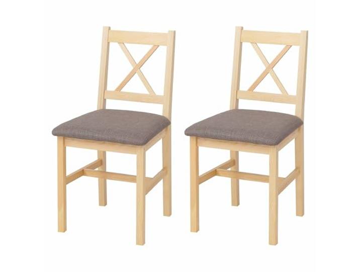Mendler 2er-Set Esszimmerstuhl HWC-F77 - Natur, Polster grau