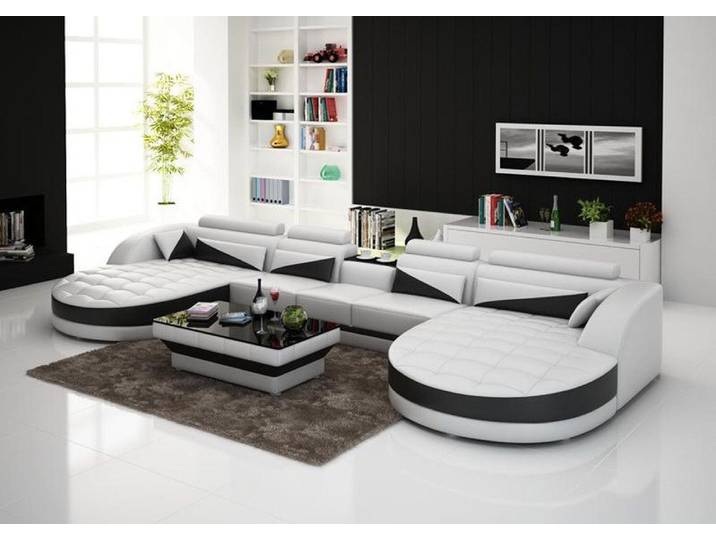 JVmoebel Wohnlandschaft Moderne Eckcouch aus Halbleder in Schwarz mit LED-Beleuchtung, Made in Europa