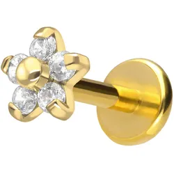 Titan Labret mit Push Fit BLUME MIT 5 KRISTALLEN