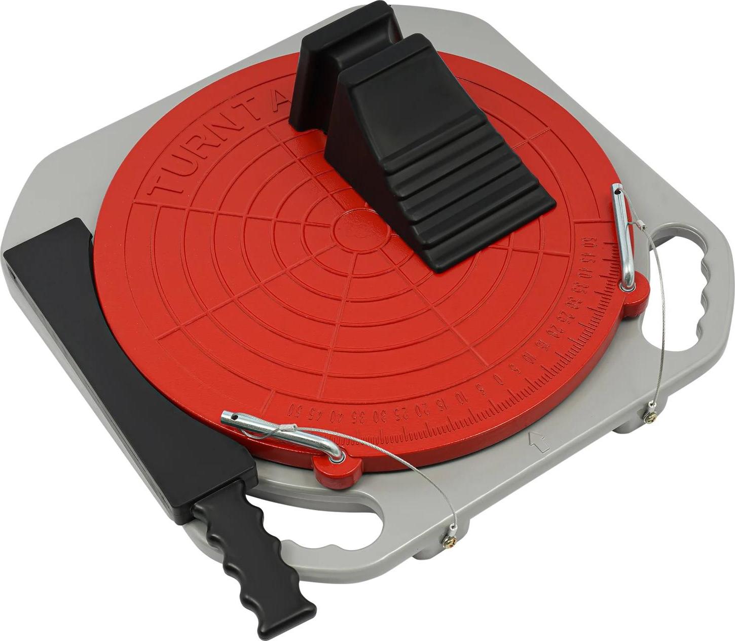 Radvermessungs-Drehteller - Ausrichtplatten für 4-Säulenbühne/Scherenbühne - 40x40 cm - 3 t Traglast - 360° drehbar - Winkelskala 0-50° - 2er-Set - Rot/Grau