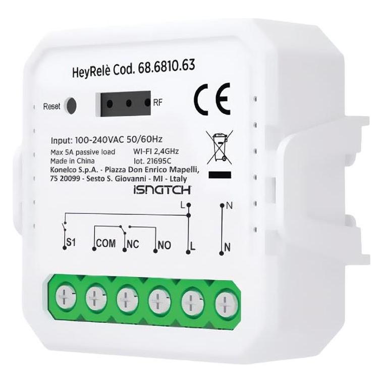 HeySmart Smartes WLAN-Relaismodul mit potenzialfreiem Kontakt NO/NC, App-Steuerung mit Zeitplanung (Schaltaktor) (SMART2100)