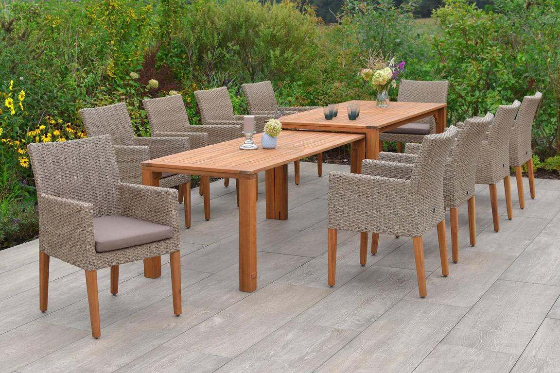 MERXXHANDELS Ranzano Set 11tlg 10 Sessel Tisch 185/370x90/73cm 16928833