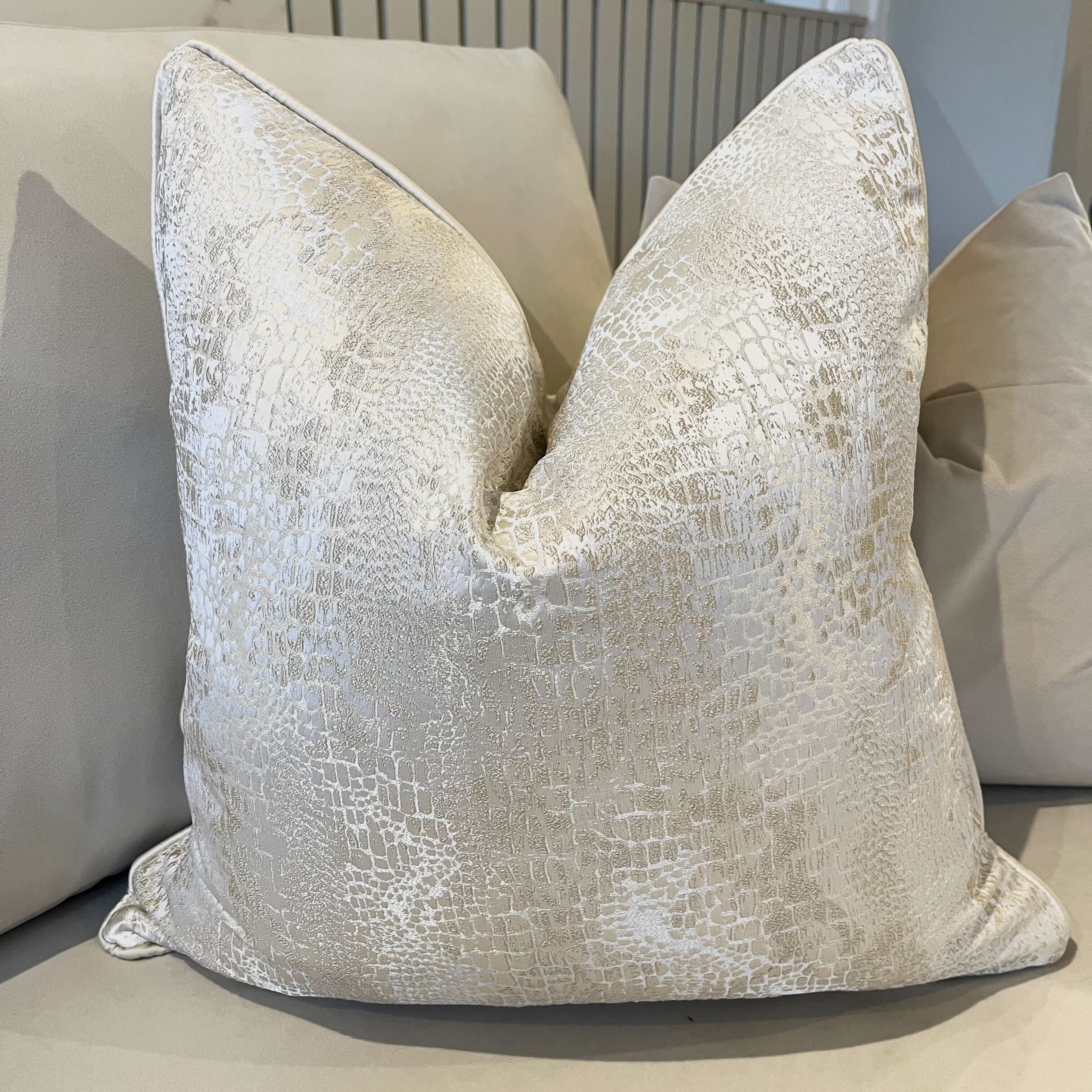 Serpentine Ivory Snake Print Cushion Cover - 50x50cm