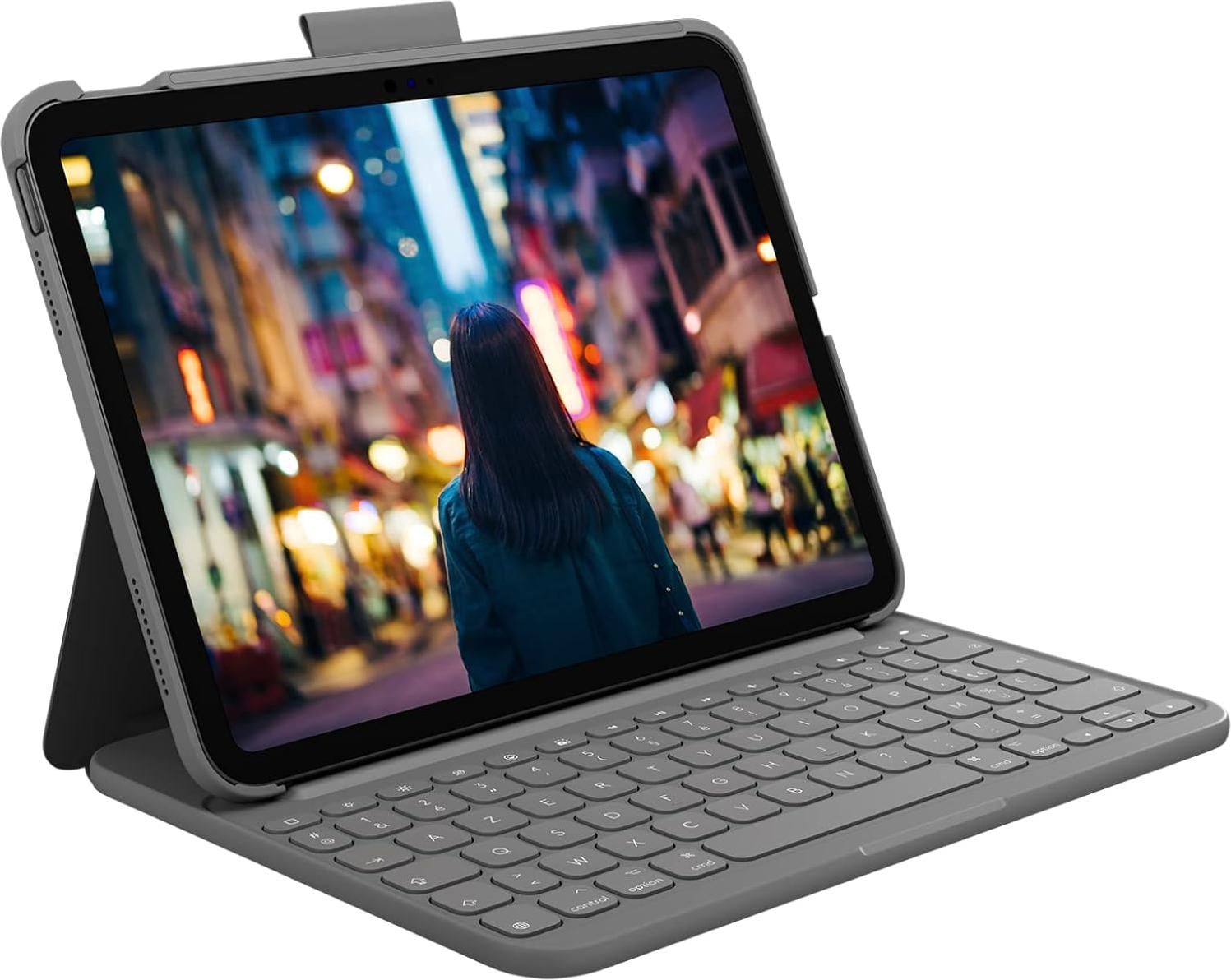 Logitech Slim Folio Keyboard Case voor iPad 10e Generatie en iPad A16 - Oxford Gray