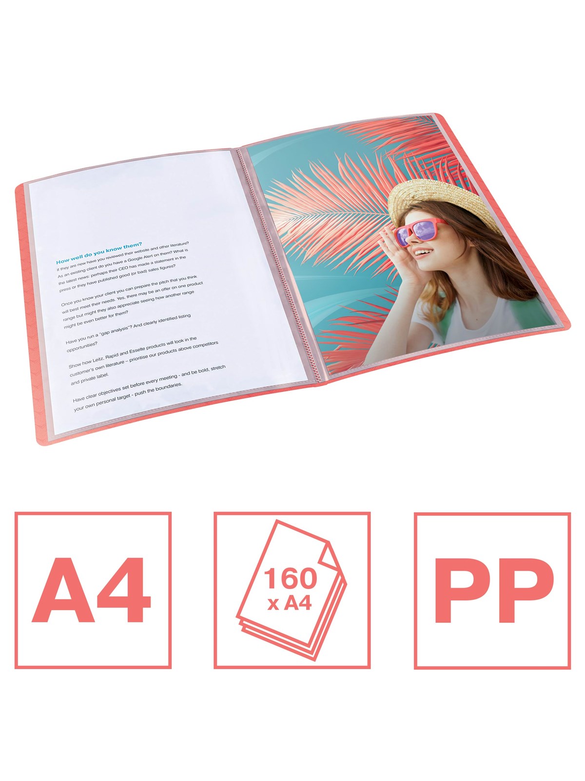 Esselte Colour'Breeze Sichtbuch mit 80 Hüllen Koralle
