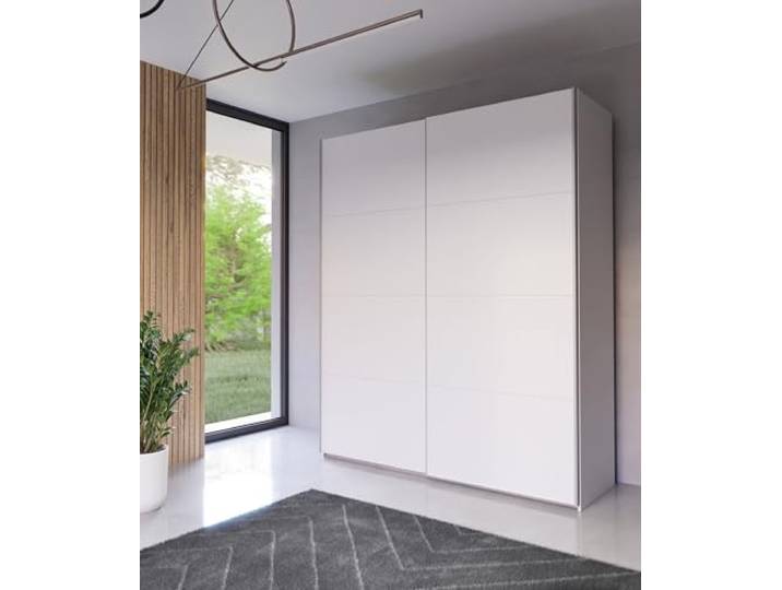 möbelando Schiebetürenschrank >Schach&MATT 2< in Weiss - 170,3x210,5x61,2cm (BxHxT)