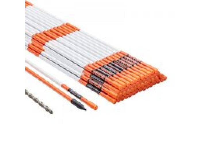 VEVOR Einfahrtsmarkierungen, 50 Stk. 121,92 cm, 1,02 cm Durchmesser, orangefarbene Glasfaserstangen, Schneepfähle mit reflektierendem Band, 30,48 cm Stahlbohrer und Schutzhandschuhe für Parkplätze, Ge