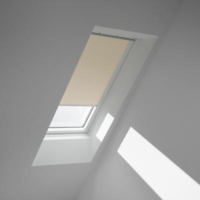 Verdunklungsrollo VELUX "DKL S10 1085SWL", beige (hellbeige, weiß), S10, stufenlos positionierbar, Aluminium, Polyester, Rollos, Verdunklungsrollo, weiße Führungsschienen & Griffleiste