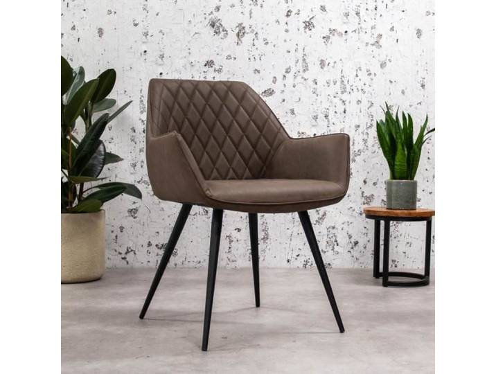 Cara Chaise Salle A Manger Brun Industriel - Simili Cuir