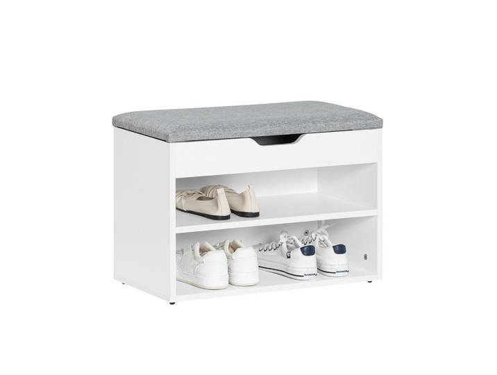 SoBuy Schuhbank Grau, Holzwerkstoff, 60x44x30 cm, Garderobe, Schuhaufbewahrung, Schuhregale