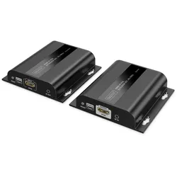 Digitus HDMI IP Extender Set, 4K/60Hz 120/200 m, PoE, One-to-Many, CAT, Schwarz