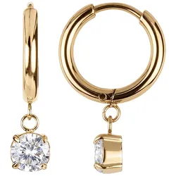 Jacques Lemans S-O261B Damen-Ohrringe Creolen Edelstahl vergoldet Zirkonia